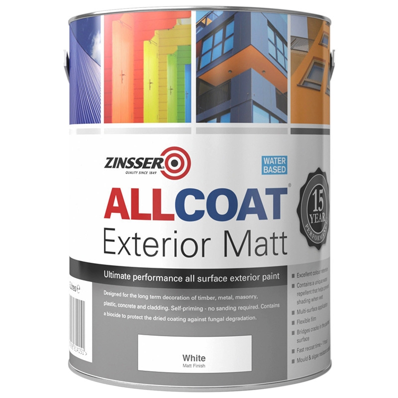 Zinsser AllCoat Interior & Exterior Matt Paint - Ready Mixed Colours