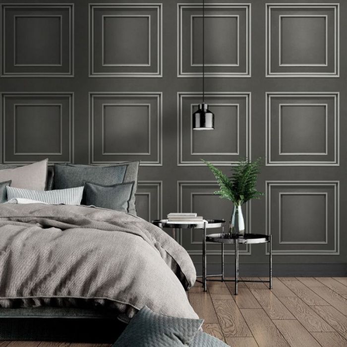 Square Panel Grey Wallpaper | Dunelm